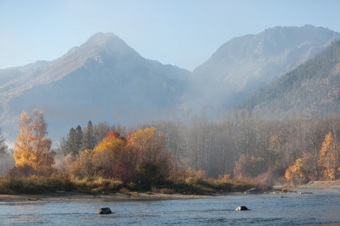 Fall Misty River & Mountains