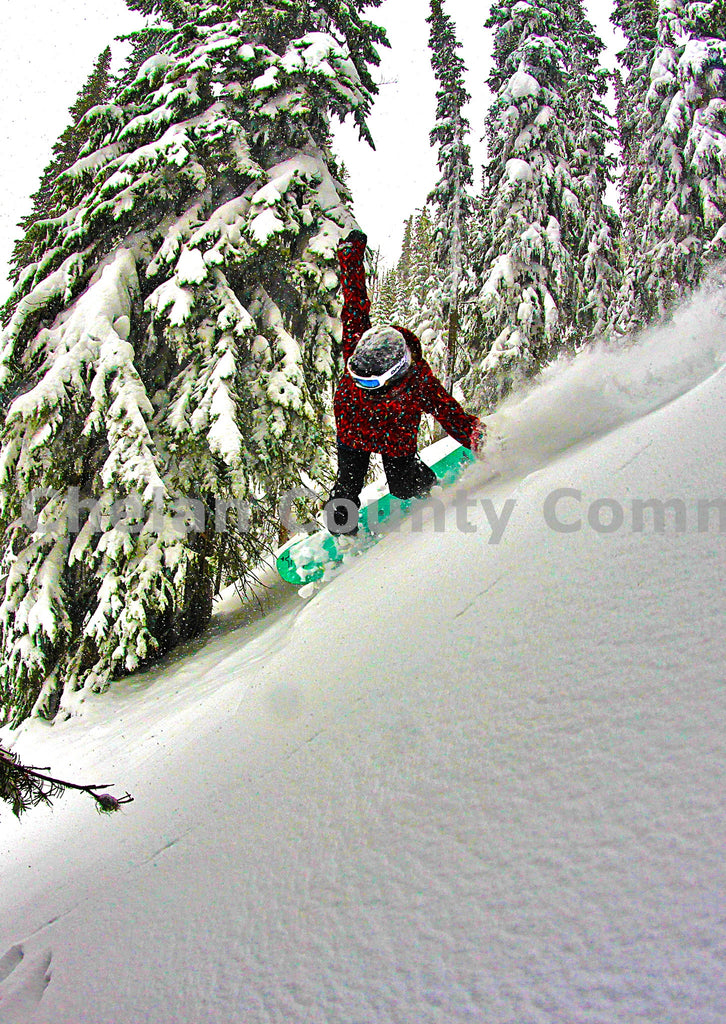 Snowboard Girl Pro Pow Turn, by Jared Eygabroad | Capture Wenatchee